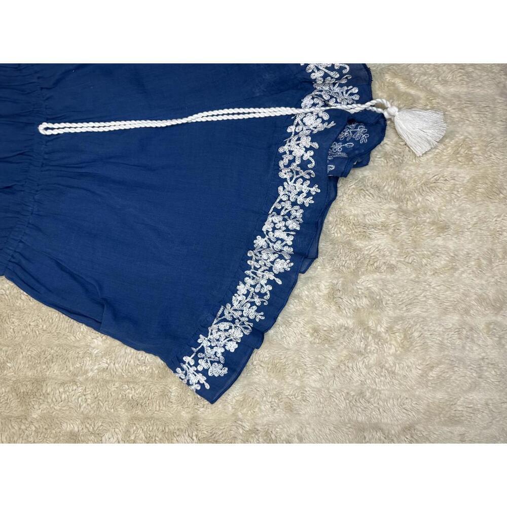 Lucky Brand blue cotton embroidered off-shoulder beach cover-up/romper Size S - Picture 5 of 7